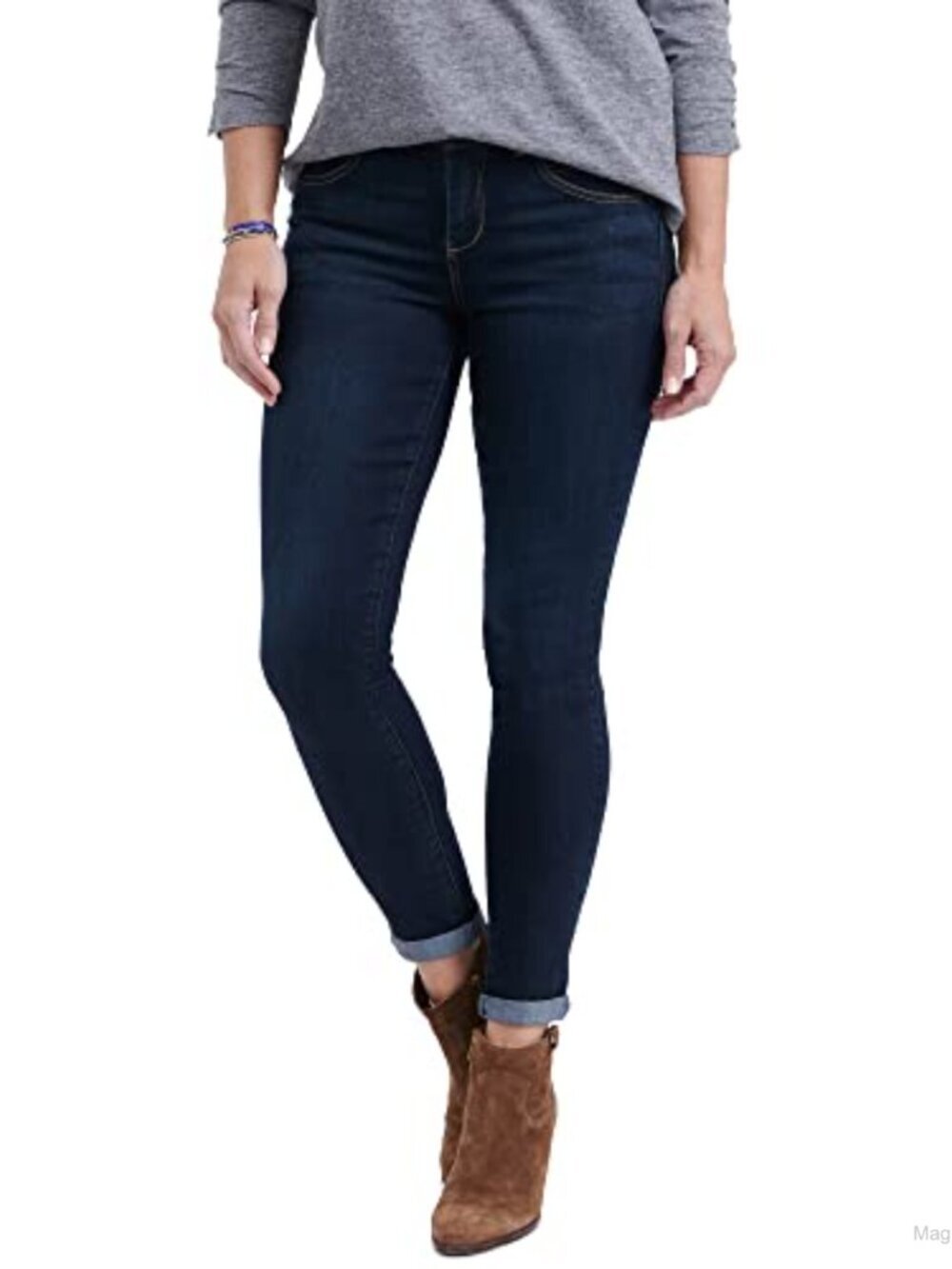 Ab Solution Ankle Skimmer Jeans Women Mid Rise Skinny Stretch Denim